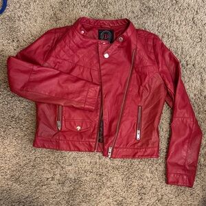 Dollhouse Red Women's Faux Leather Quilted ❤️ Bomber Jacket Sz L